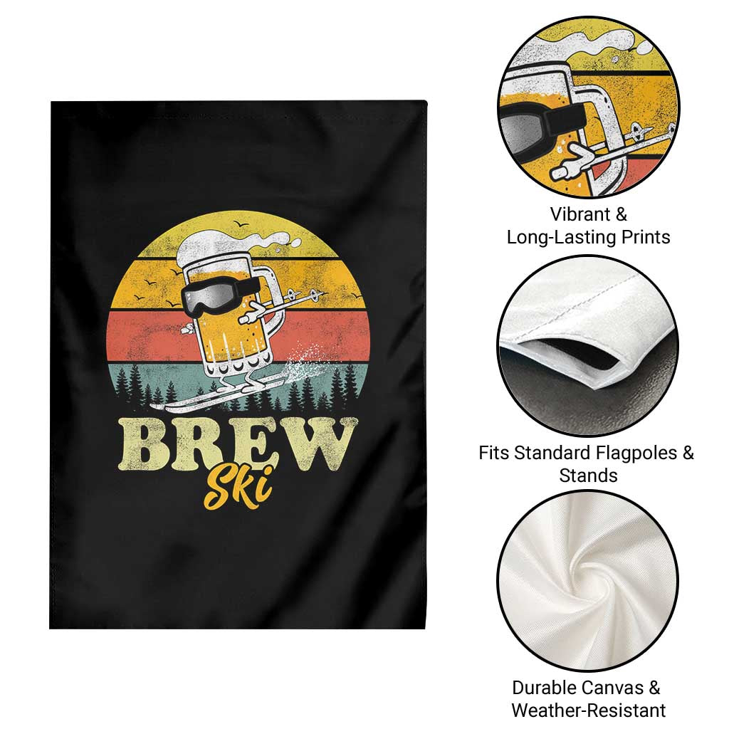 Brewski Skiing Beer Garden Flag Funny Skiing Skier Ski Vacation Retro Sunset TS11 Print Your Wear