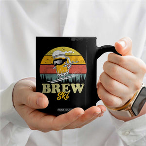 Brewski Skiing Beer Coffee Mug Funny Skiing Skier Ski Vacation Retro Sunset TS11 Print Your Wear