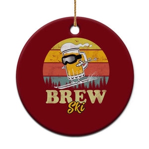 Brewski Skiing Beer Ceramic Ornament Funny Skiing Skier Ski Vacation Retro Sunset TS11 1pc Red Print Your Wear