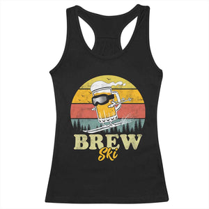 Brewski Skiing Beer Racerback Tank Top Funny Skiing Skier Ski Vacation Retro Sunset TS11 Black Print Your Wear