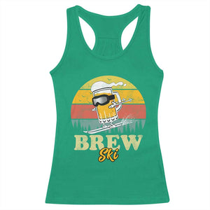 Brewski Skiing Beer Racerback Tank Top Funny Skiing Skier Ski Vacation Retro Sunset TS11 Irish Green Print Your Wear