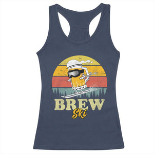 Brewski Skiing Beer Racerback Tank Top Funny Skiing Skier Ski Vacation Retro Sunset TS11 Navy Print Your Wear
