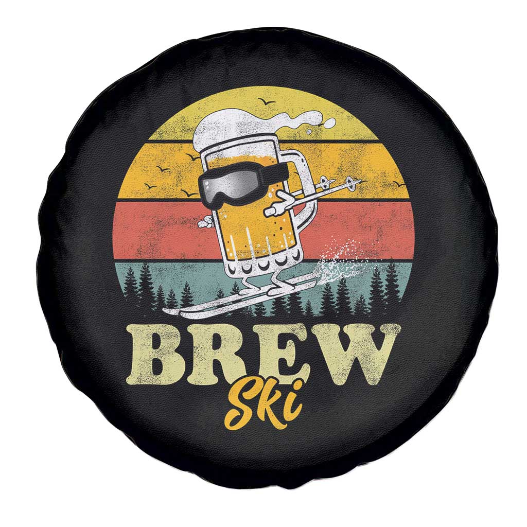 Brewski Skiing Beer Spare Tire Cover Funny Skiing Skier Ski Vacation Retro Sunset TS11 Print Your Wear