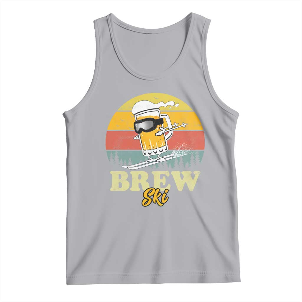 Brewski Skiing Beer Tank Top Funny Skiing Skier Ski Vacation Retro Sunset TS11 Athletic Heather Print Your Wear