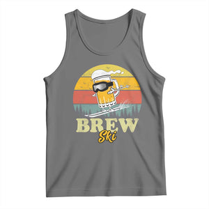 Brewski Skiing Beer Tank Top Funny Skiing Skier Ski Vacation Retro Sunset TS11 Black Heather Print Your Wear