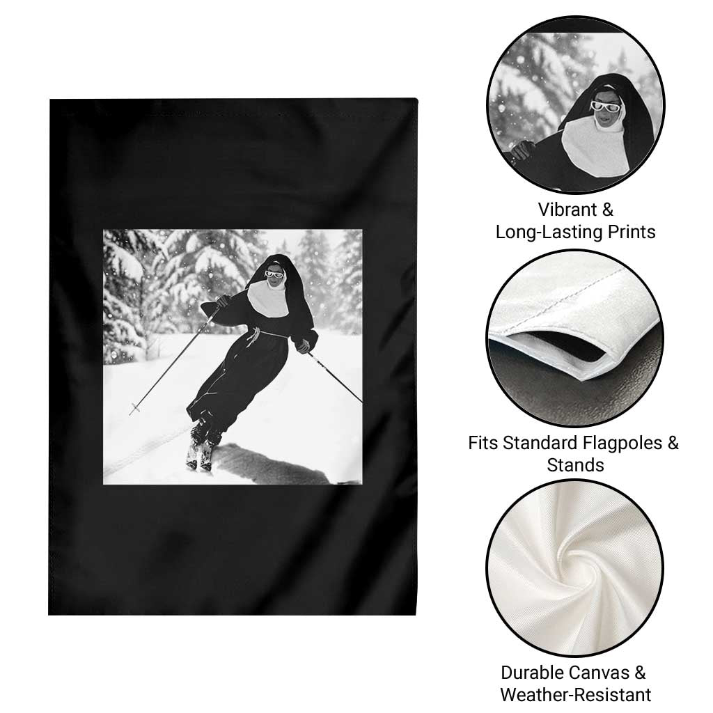 Funny Skiing Nun Graphics Photo Skier Winter Sport Garden Flag TS11 Print Your Wear