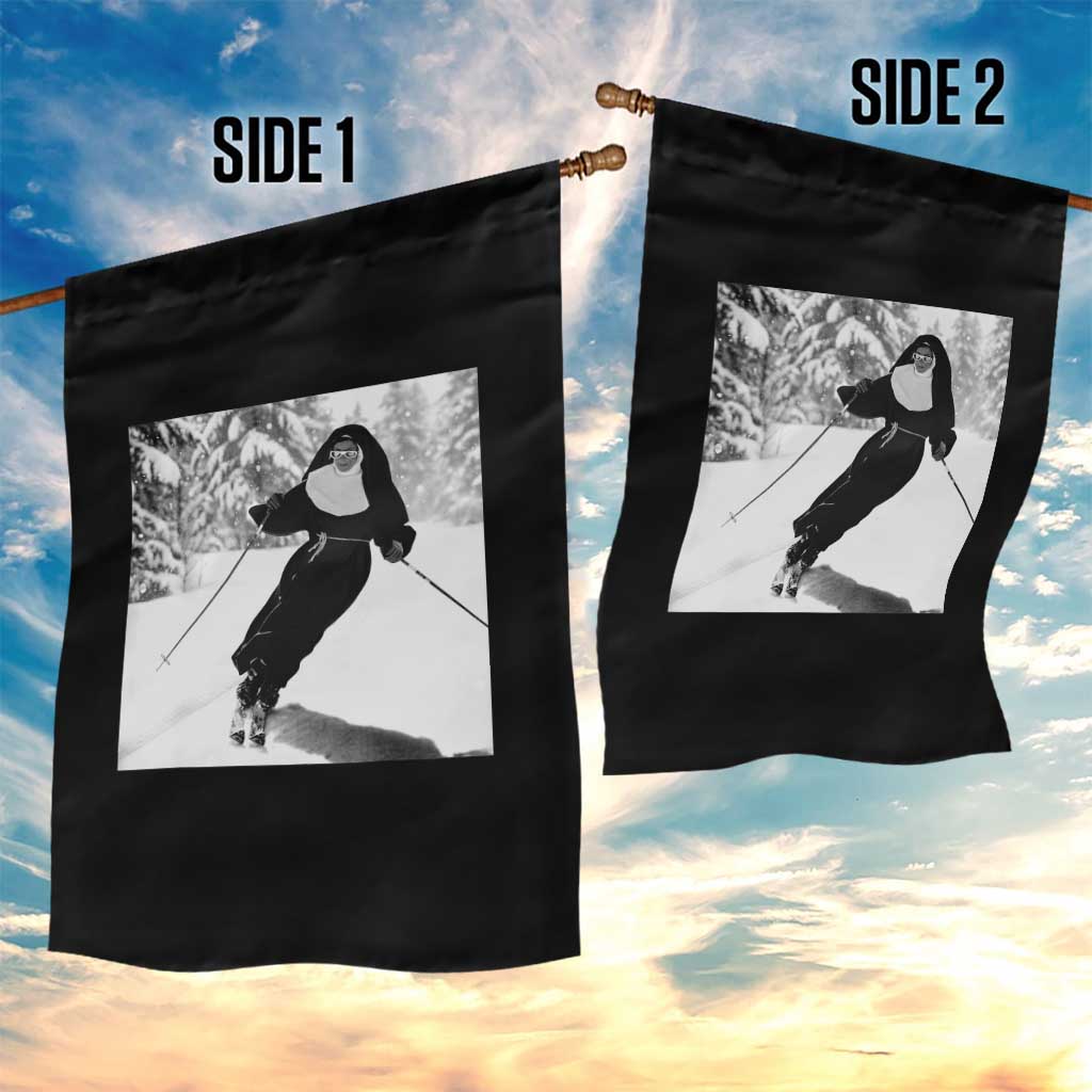 Funny Skiing Nun Graphics Photo Skier Winter Sport Garden Flag TS11 Print Your Wear