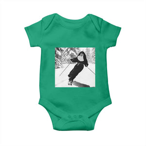 Funny Skiing Nun Graphics Photo Skier Winter Sport Baby Onesie TS11 Irish Green Print Your Wear