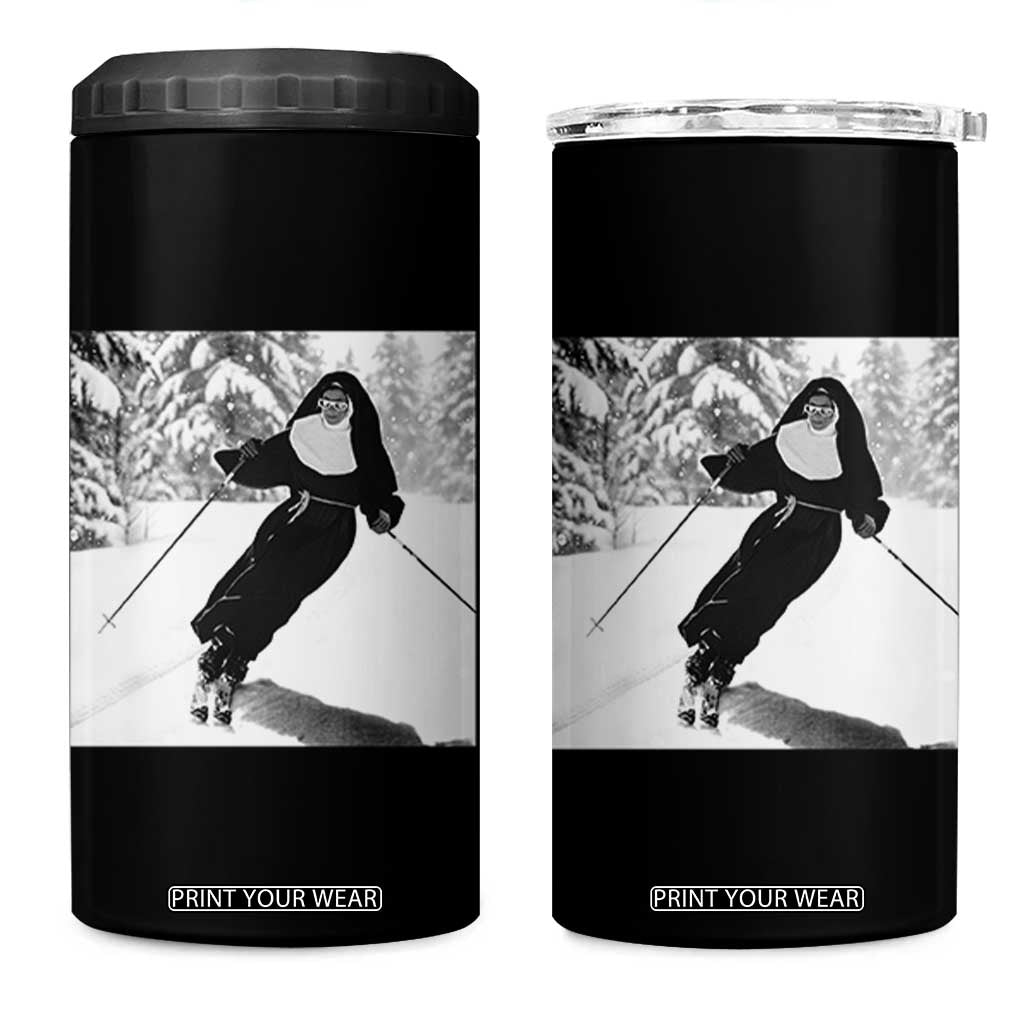 Funny Skiing Nun Graphics Photo Skier Winter Sport 4 in 1 Can Cooler Tumbler TS11 One Size: 16 oz Black Print Your Wear
