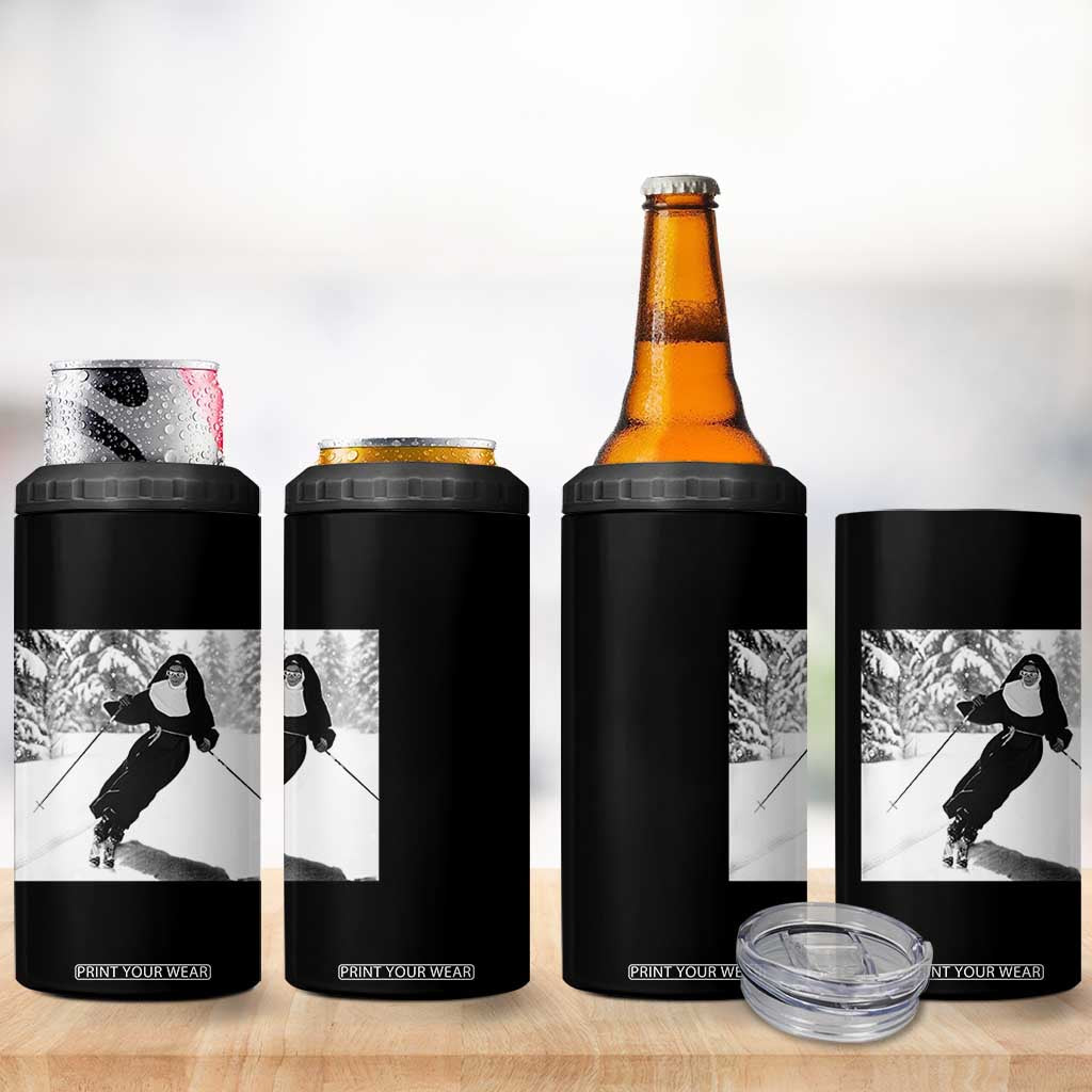 Funny Skiing Nun Graphics Photo Skier Winter Sport 4 in 1 Can Cooler Tumbler TS11 Print Your Wear
