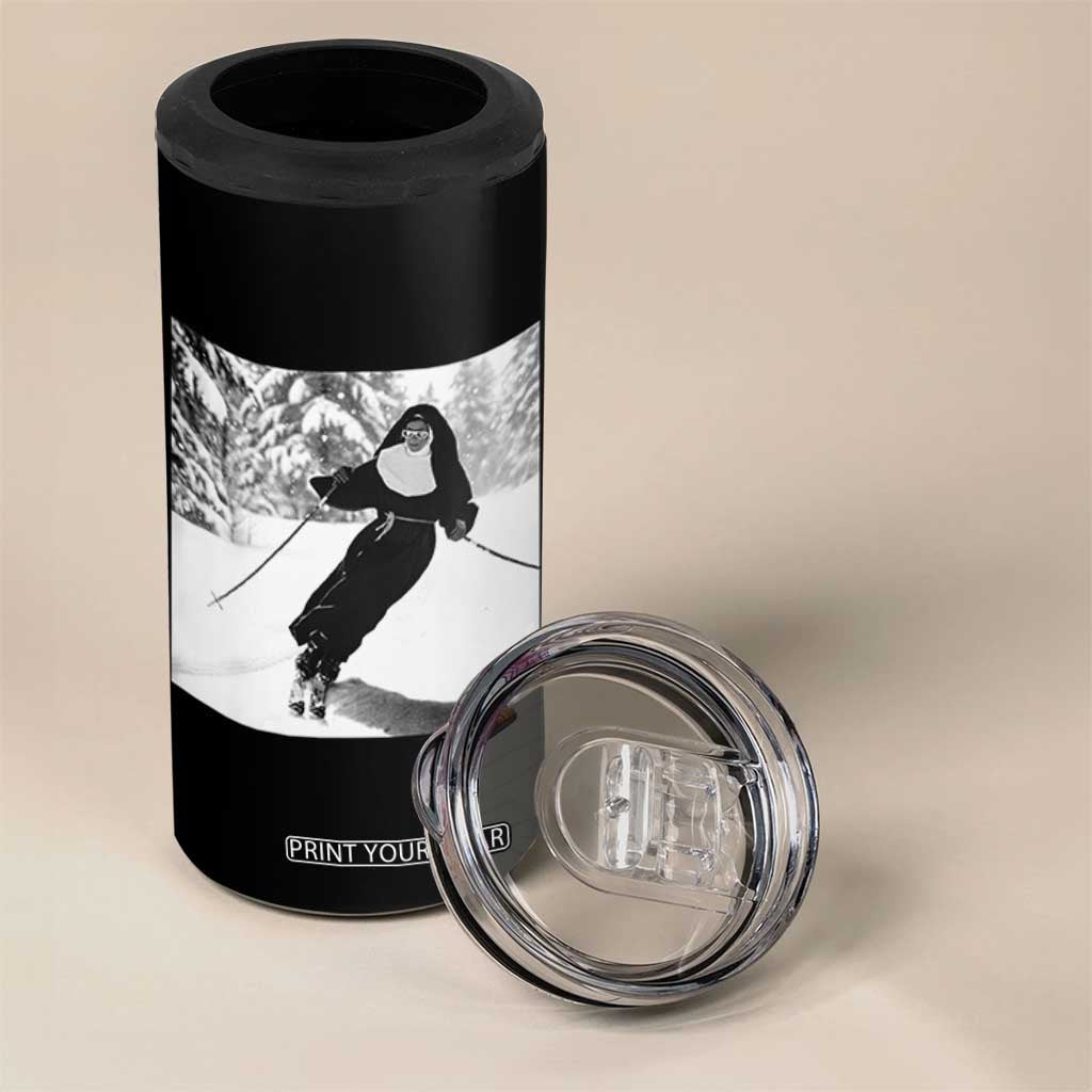 Funny Skiing Nun Graphics Photo Skier Winter Sport 4 in 1 Can Cooler Tumbler TS11 Print Your Wear