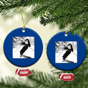 Funny Skiing Nun Graphics Photo Skier Winter Sport Ceramic Ornament TS11 1pc Blue Print Your Wear