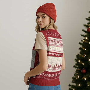 Funny Skiing Nun Graphics Photo Skier Winter Sport V-Neck Knit Sweater Vest TS11 Print Your Wear