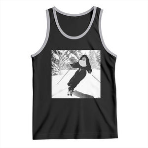 Funny Skiing Nun Graphics Photo Skier Winter Sport Tank Top TS11 Black Athletic Heather Print Your Wear