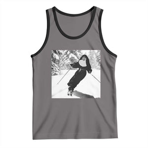Funny Skiing Nun Graphics Photo Skier Winter Sport Tank Top TS11 Deep Heather Black Print Your Wear