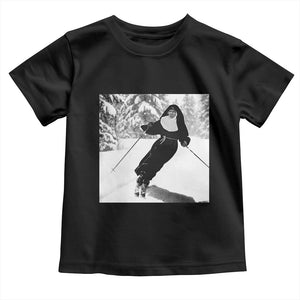 Funny Skiing Nun Graphics Photo Skier Winter Sport Toddler T Shirt TS11 Black Print Your Wear