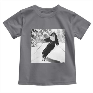 Funny Skiing Nun Graphics Photo Skier Winter Sport Toddler T Shirt TS11 Charcoal Print Your Wear
