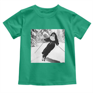 Funny Skiing Nun Graphics Photo Skier Winter Sport Toddler T Shirt TS11 Irish Green Print Your Wear