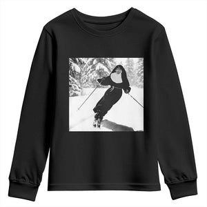 Funny Skiing Nun Graphics Photo Skier Winter Sport Youth Sweatshirt TS11 Black Print Your Wear
