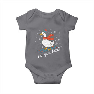 Funny Skiing Goose Baby Onesie Ski You Later Winter Vacation Sport TS11 Charcoal Print Your Wear