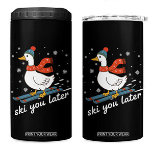 Funny Skiing Goose 4 in 1 Can Cooler Tumbler Ski You Later Winter Vacation Sport TS11 One Size: 16 oz Black Print Your Wear
