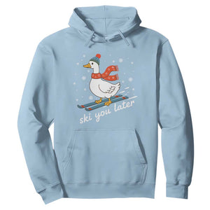 Funny Skiing Goose Hoodie Ski You Later Winter Vacation Sport TS11 Light Blue Print Your Wear