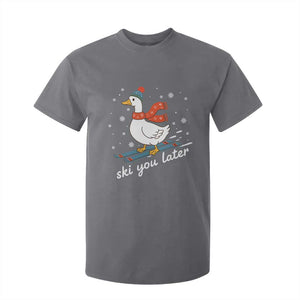 Funny Skiing Goose T Shirt For Kid Ski You Later Winter Vacation Sport TS11 Charcoal Print Your Wear