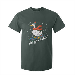 Funny Skiing Goose T Shirt For Kid Ski You Later Winter Vacation Sport TS11 Dark Forest Green Print Your Wear