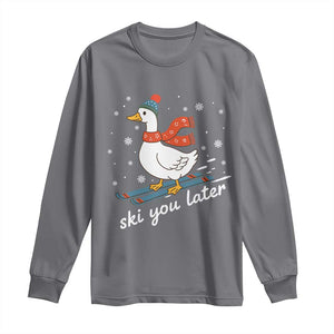 Funny Skiing Goose Long Sleeve Shirt Ski You Later Winter Vacation Sport TS11 Charcoal Print Your Wear