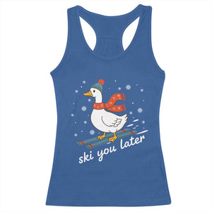 Funny Skiing Goose Racerback Tank Top Ski You Later Winter Vacation Sport TS11 Royal Blue Print Your Wear