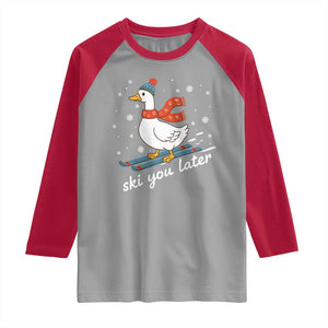 Funny Skiing Goose Raglan Shirt Ski You Later Winter Vacation Sport TS11 Sport Gray Red Print Your Wear