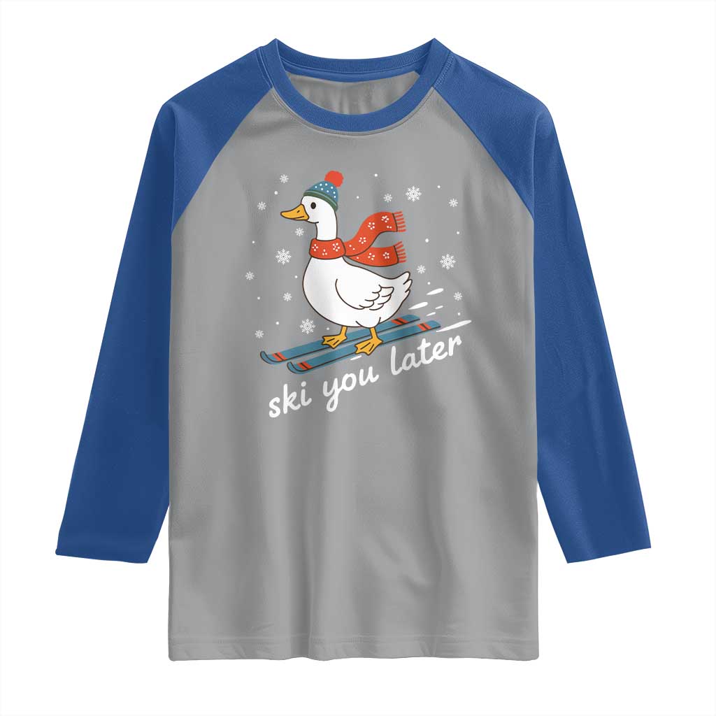 Funny Skiing Goose Raglan Shirt Ski You Later Winter Vacation Sport TS11 Sport Gray Royal Print Your Wear