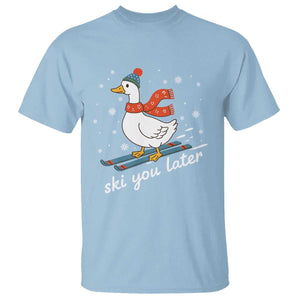 Funny Skiing Goose T Shirt Ski You Later Winter Vacation Sport TS11 Light Blue Print Your Wear