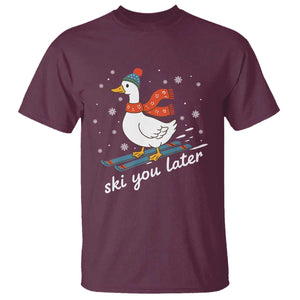 Funny Skiing Goose T Shirt Ski You Later Winter Vacation Sport TS11 Maroon Print Your Wear