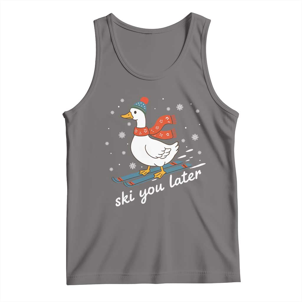 Funny Skiing Goose Tank Top Ski You Later Winter Vacation Sport TS11 Deep Heather Print Your Wear