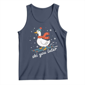 Funny Skiing Goose Tank Top Ski You Later Winter Vacation Sport TS11 Navy Print Your Wear
