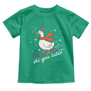 Funny Skiing Goose Toddler T Shirt Ski You Later Winter Vacation Sport TS11 Irish Green Print Your Wear