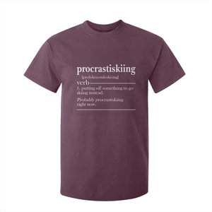 Funny Procrastiskiing Definition Skiing Snow Ski Sports Lover T Shirt For Kid TS11 Maroon Print Your Wear