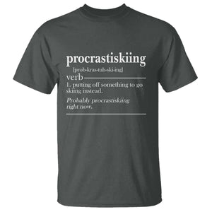 Funny Procrastiskiing Definition Skiing Snow Ski Sports Lover T Shirt TS11 Dark Heather Print Your Wear