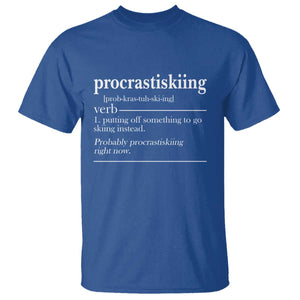 Funny Procrastiskiing Definition Skiing Snow Ski Sports Lover T Shirt TS11 Royal Blue Print Your Wear