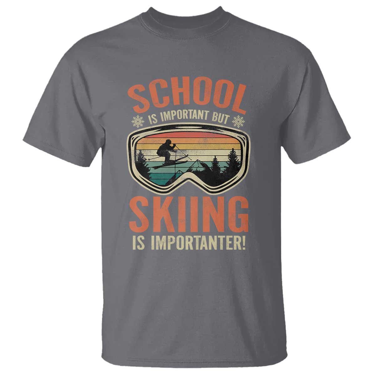 Funny School Is Important But Skiing Is Importanter T Shirt TS11 Charcoal Print Your Wear