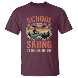 Funny School Is Important But Skiing Is Importanter T Shirt TS11 Maroon Print Your Wear
