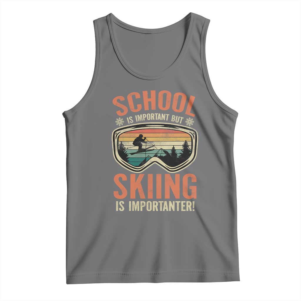 Funny School Is Important But Skiing Is Importanter Tank Top TS11 Black Heather Print Your Wear