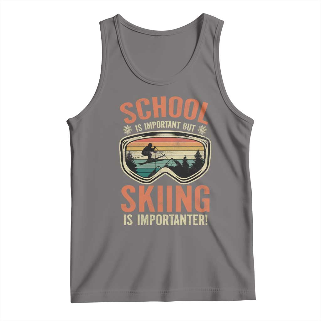 Funny School Is Important But Skiing Is Importanter Tank Top TS11 Deep Heather Print Your Wear