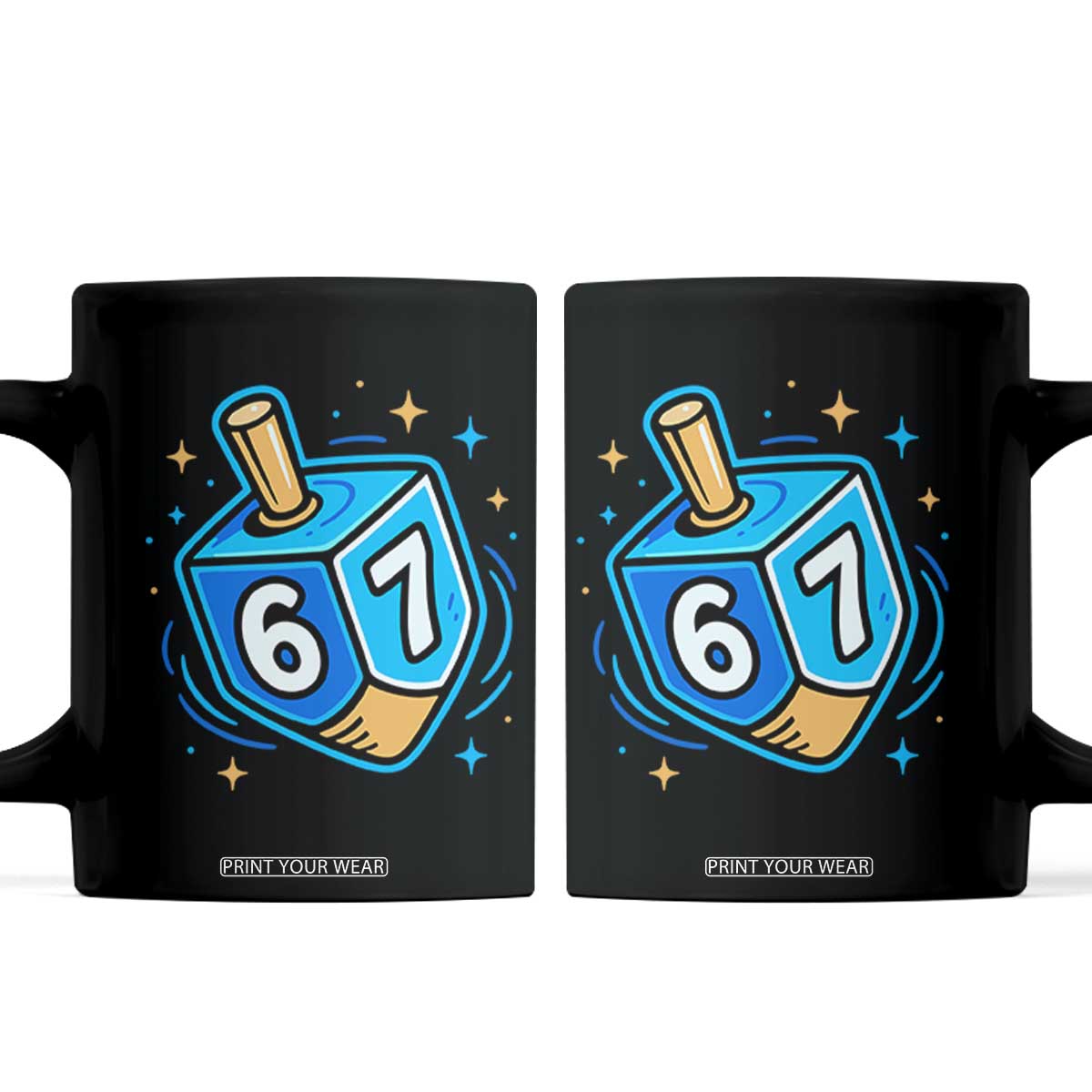 Funny 67 Hanukkah Dreidel Coffee Mug Chanukah Star Of David TS11 Black Print Your Wear
