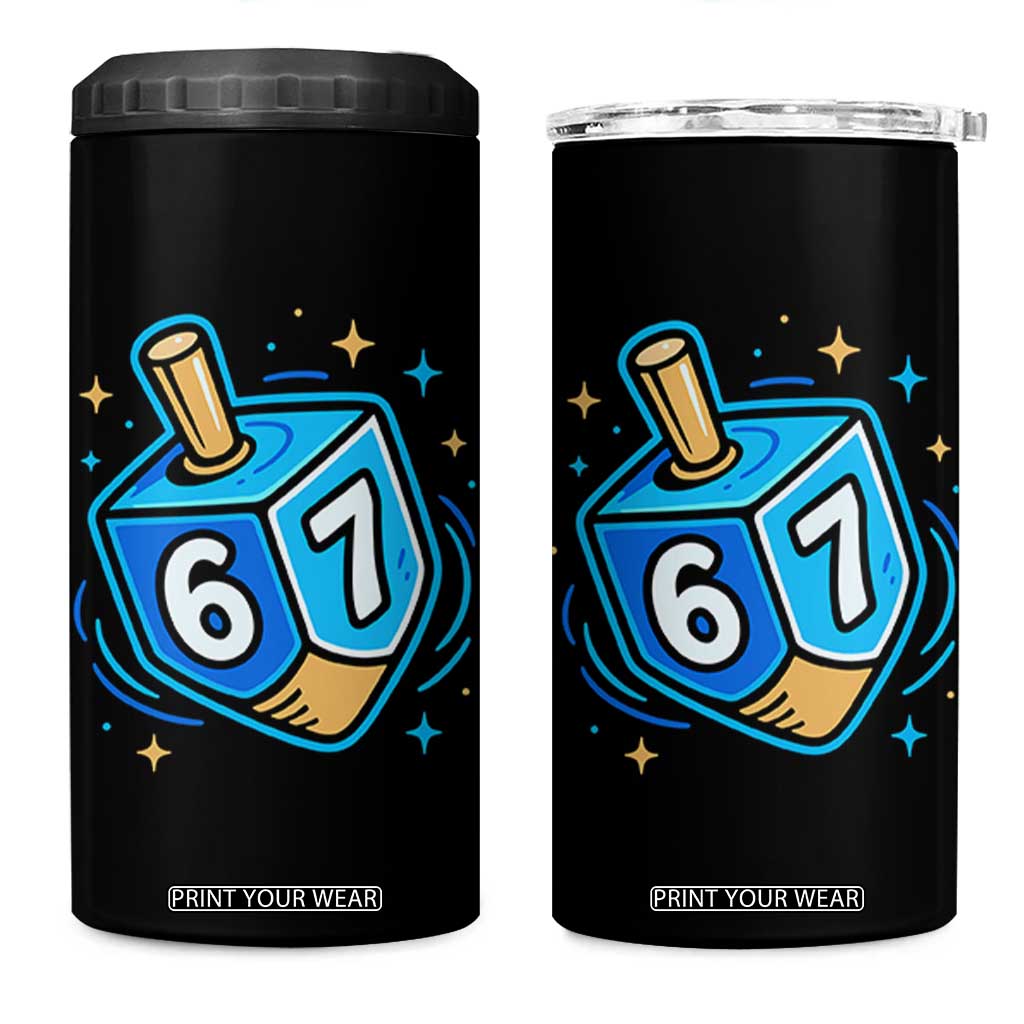 Funny 67 Hanukkah Dreidel 4 in 1 Can Cooler Tumbler Chanukah Star Of David TS11 One Size: 16 oz Black Print Your Wear