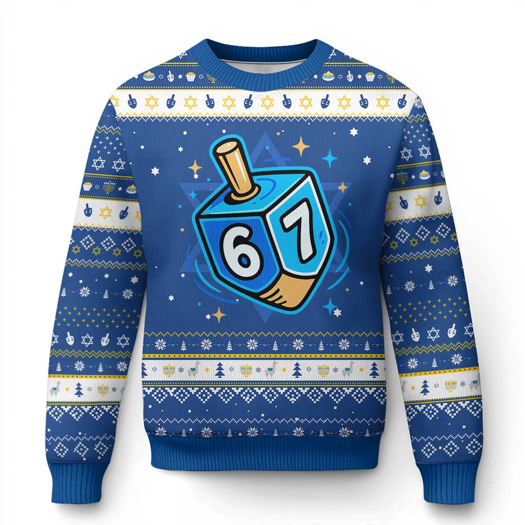 Funny 67 Chanukah Dreidel Hanukkah Ugly Sweater Star Of David TS11 Blue White Print Your Wear