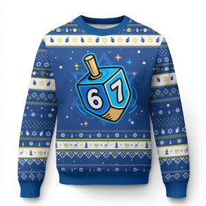 Funny 67 Chanukah Dreidel Hanukkah Ugly Sweater Star Of David TS11 Blue White Print Your Wear