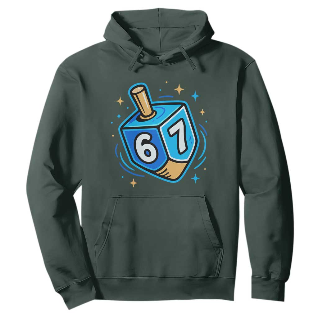 Funny 67 Hanukkah Dreidel Hoodie Chanukah Star Of David TS11 Dark Forest Green Print Your Wear