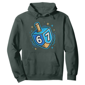 Funny 67 Hanukkah Dreidel Hoodie Chanukah Star Of David TS11 Dark Forest Green Print Your Wear